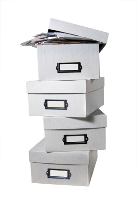 boxes to file tax records in